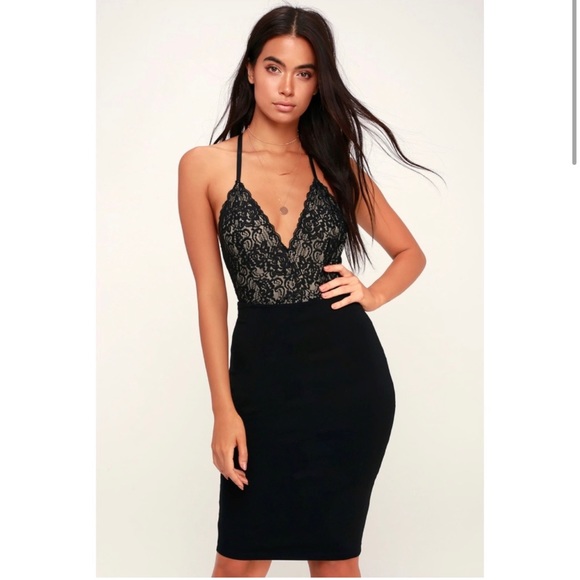 Lulu's Dance For You Black and Nude Lace Bodysuit Sexy Lingerie T Strap Plunge S - Picture 15 of 15